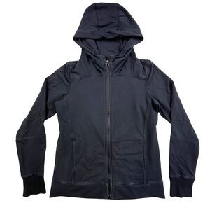 Lululemon Hoodie Womens 4 Full Zip Black Sweater Athletic Running Yoga Vented